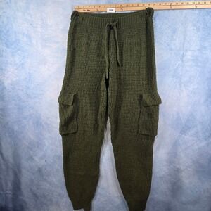 Sage + Stone Olive Green Waffle Knit Cargo Jogger Pants Women Small 4T01976